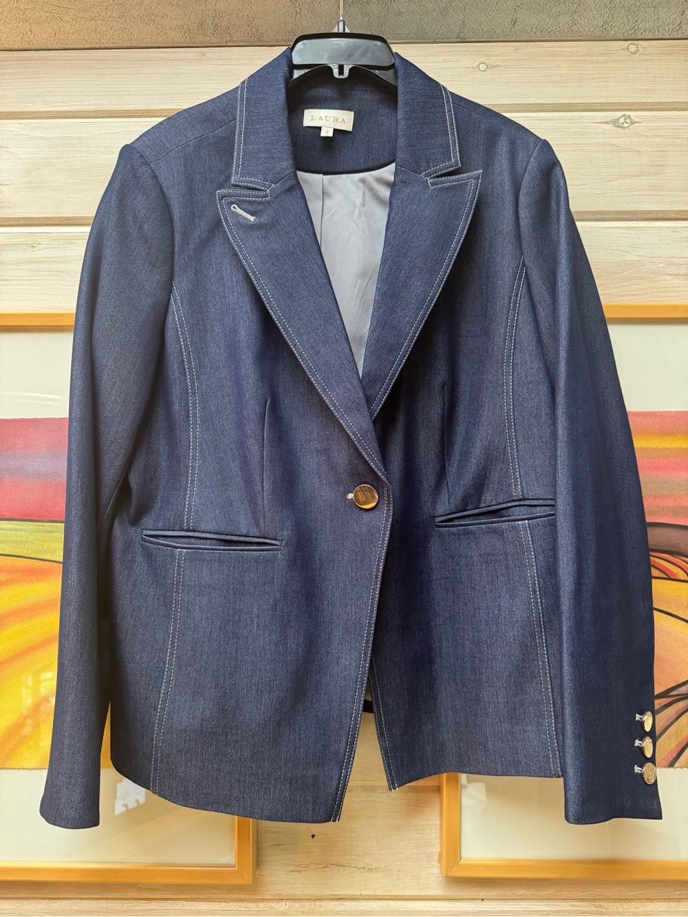 Laura Faux Jean Blazer Jacket
